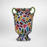 Murrine Triangolari vase by Fratelli Toso, c. 1920, polychrome murrine with applied cane decoration, sold Mar 2023