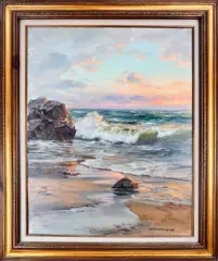 Sunset Coastal Surf by Charles Vickery, oil on canvas, offered May 2026