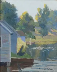 NJ artist by Emile Stange, oil on canvas panel, sold Oct 2023