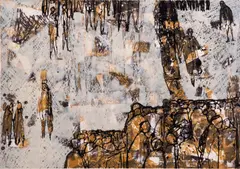 Untitled by Jack Perlmutter, lithograph "Separate Groups", sold Oct 2023
