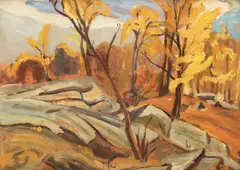 Rock Island Near French River by Frederick Grant Banting, oil on board, sold Feb 2026
