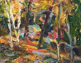 Forest Interior, 1975 by George Paginton, 1975, oil on board, sold Feb 2026