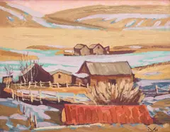 Old Ranch West of Nanton, 1986 by Illingworth Kerr, 1986, oil on canvas mounted on board, sold Feb 2026
