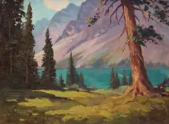 Bow Lake by Roland Gissing, oil on canvas, sold Feb 2026