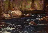 Trout Stream, Ste. Jovite by Andrew Wilkie Kilgour, oil on board, sold Feb 2026
