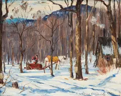 Sugaring Off by Thomas Hilton Garside, oil on canvas, sold Feb 2026