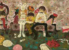 Birthday Party, 1979 by William Arthur Winter, 1979, oil on canvas board, sold Feb 2026