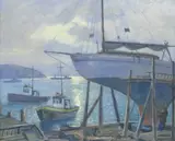 Untitled by Ross Gill, Gouache on Board Framed 19''x22.5'' - Lloyd Jensen Framing, sold May 2023