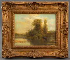 Untitled by Emilio Sánchez-Perrier, oil painting on wood panel, sold Oct 2023