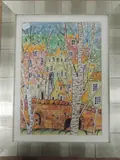 Festive town scene by J Emsley, mixed media, offered Mar 2022