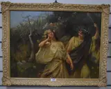 Flora' two neoclassical maidens by Robert Payton Reid, oil on canvas, sold Mar 2022