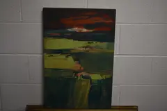 Moorings & Meadows' abstract oil on canvas by Stephen Court, oil on canvas, sold Mar 2022