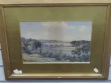 River scene with stone bridge by Robert E Rampling, watercolour, offered Mar 2022