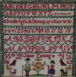 Embroidered Sampler by Jane Young, oil, offered Oct 2026