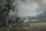 A rural harvest and hunting scene by F. Thomas, oil, offered Oct 2026