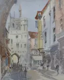 A continental street scene by M M Newman, oil, offered Oct 2026