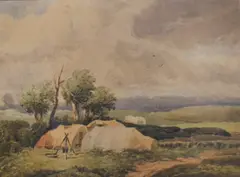 Study of a rural campsite by David Cox, watercolor, offered Oct 2026