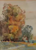 Pastoral tree studies by Lyons Wilson, watercolor, sold Oct 2026