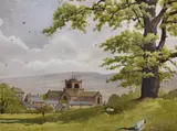 A study of a village church by N T Henorth, watercolor, sold Oct 2026