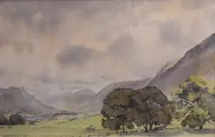 A Lake District landscape by David Harrison, watercolor, offered Oct 2026