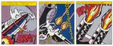 As I Opened Fire by Roy Lichtenstein, Offset lithographic triptych printed in colours, sold Jul 2024