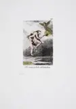 Los incas peludos del atardecer by Salvador Dalí, Drypoint on heliogravure with pochoir, sold Jul 2024