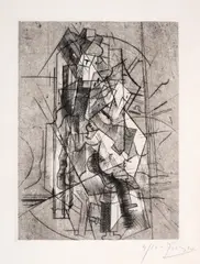 L'Homme à la Guitare by Pablo Picasso, Engraving and etching with drypoint, sold Jul 2024