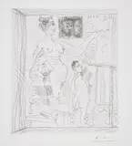 L'Inspiration Travaille et le Peintre se Tourne les Pouces by Pablo Picasso, Drypoint etching, sold Jul 2024