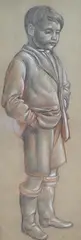 Coloured chalk on buff paper by Stanley Lewis, watercolor, sold Jul 2024