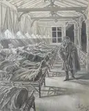 Original en grisaille by Henri Lanos, gouache, sold Jul 2024