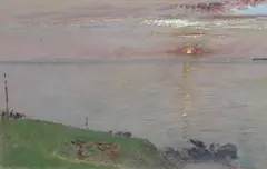 'Sunset from the by Albert Goodwin, watercolour and gouache, sold Jul 2024