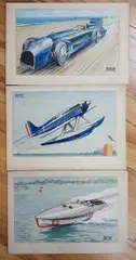 Speed record by Roland Davies, watercolor, sold Jul 2024