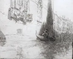 The Passing Gondola by James McBey, etching, sold Jul 2024