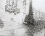 The Passing Gondola by James McBey, etching, sold Jul 2024
