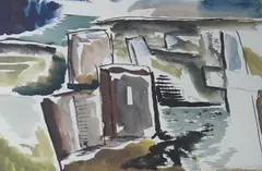 Dorset landscape by Anthony Brown, watercolour, sold Jul 2024