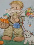Six original watercolours on card for postcard designs by Phyllis Purser, watercolor, sold Jul 2024