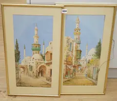 Middle eastern street scenes with by James McGavin Greig, watercolor, sold Jul 2024