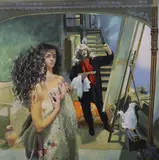 Painter with Anna, St Anthony Theme by Robert Lenkiewicz, lithograph, sold Jul 2024