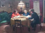 Neglia by Cafiero Filippelli, 1951, oil on wood, sold Jul 2024