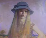 Study of a girl wearing a hat by Alex C. Koolman, oil on board, sold Jul 2024
