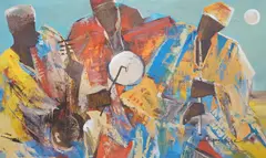 The Third Trio by Sam Kobee, acrylic on canvas, sold Jul 2024