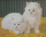 Study of two cats by Elise Thompson, 1932, oil on canvas board, sold Jul 2024