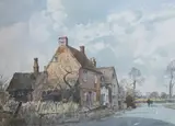 Cottage at Great Barford by Stanley Orchart, watercolour, sold Jul 2024