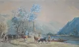 Swiss mountainous landscape by Karl Girardet, 1866, watercolour, offered Jul 2024