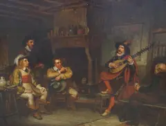 The Strolling Minstrels by John Watkins Chapman, oil on canvas, sold Jul 2024