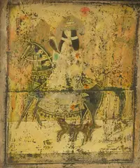 Horse and rider by James Martin, gouache and mixed, offered Jul 2024