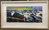 Sea Defences Bawdsey by Martin Laurance, mixed media on board, sold Oct 2024
