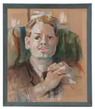 Portrait by Lucy Harwood, pastel, offered Oct 2024
