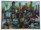 Steelworks in Volklingen by Judith Schneider, oil on board, sold Oct 2024