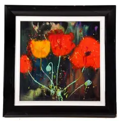 Still Life Flowers by Ruby Keller, acrylic on panel, sold Oct 2024